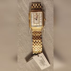 NWT Michele Gold Watch with Diamond Details